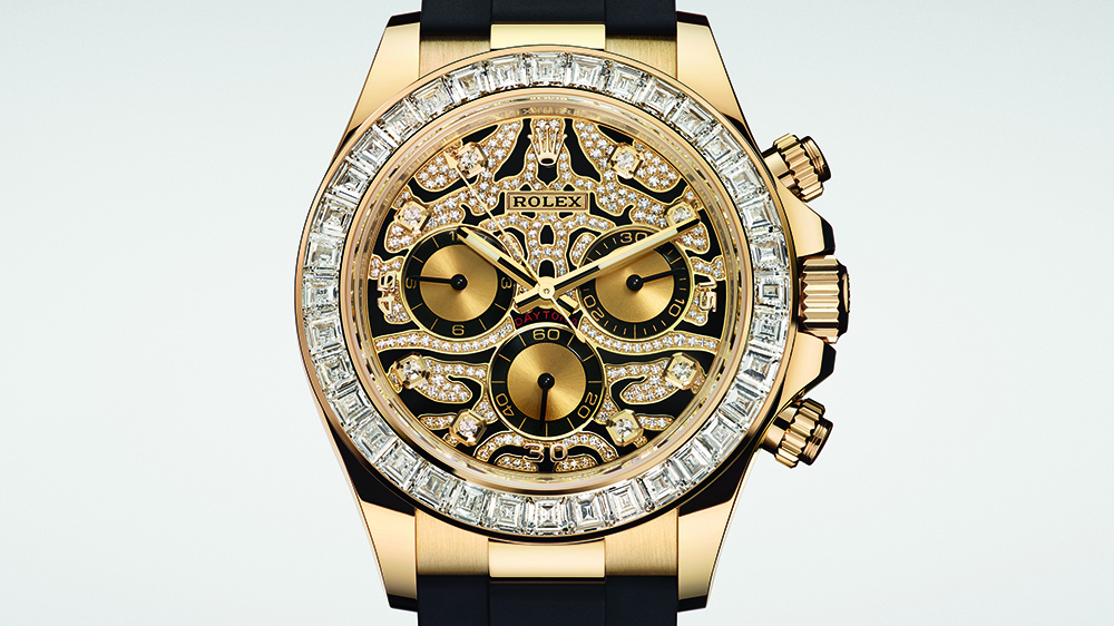 rolex diamond daytona golden watch