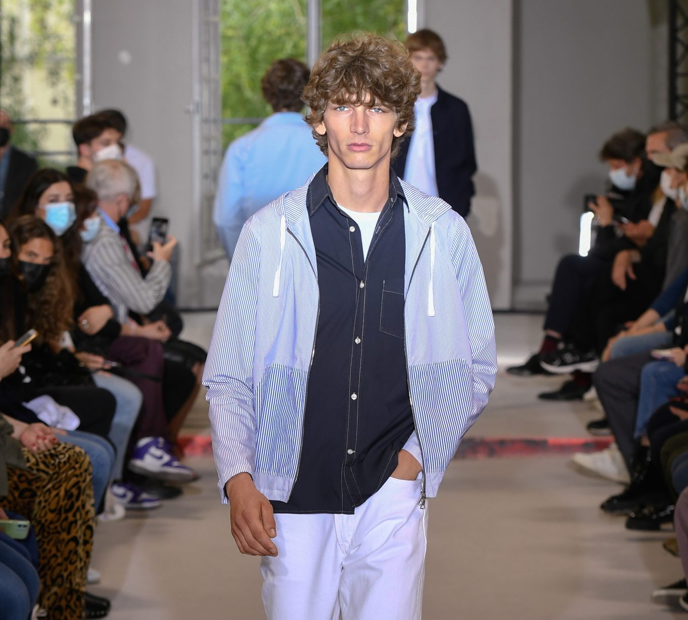 Louis Vuitton X Amen Break 2021 Blue Silk Half-zip Shirt